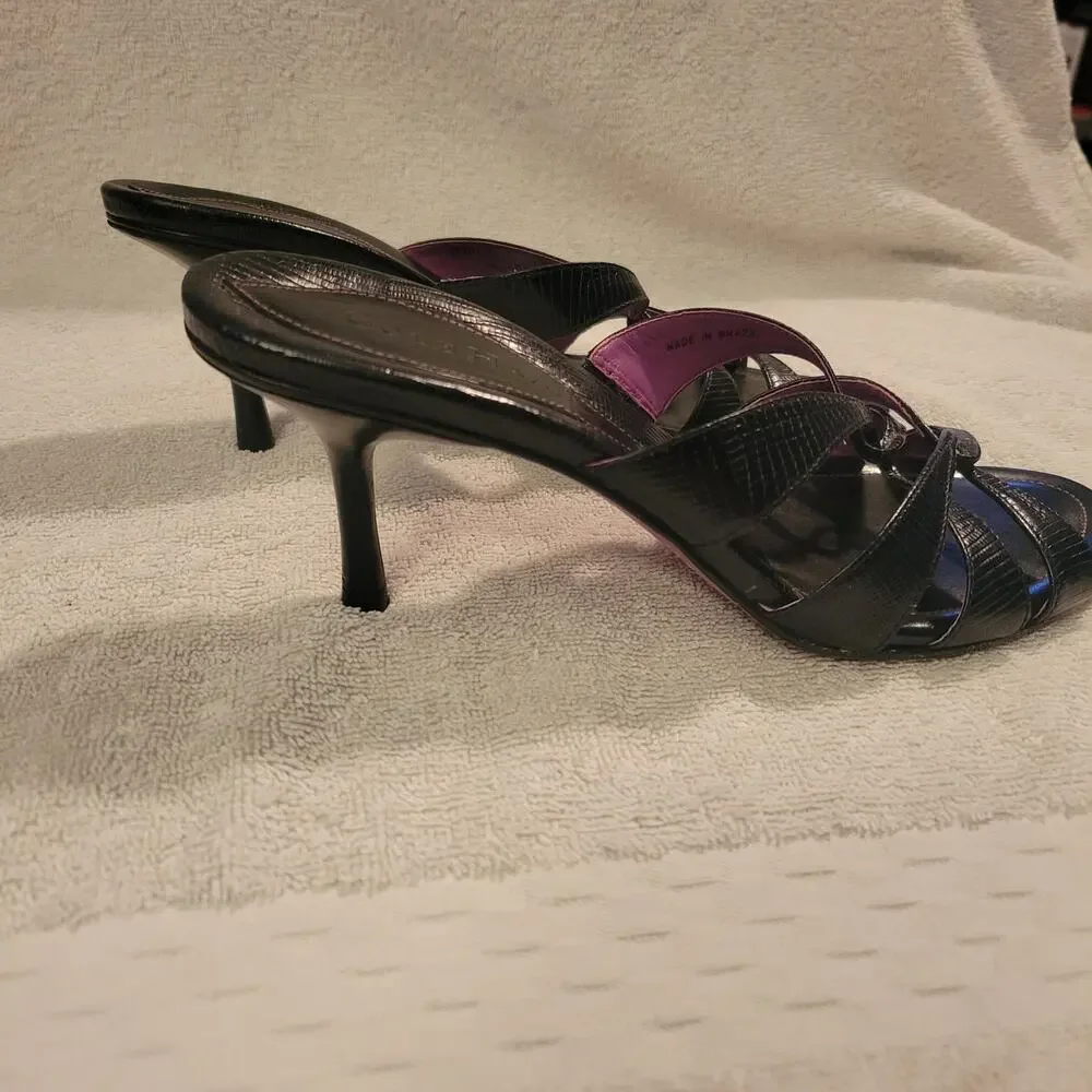 Cole Haan Black Leather Strappy Heeled Open-Toe & Back Shoes Size 7 B - Picture 9 of 9
